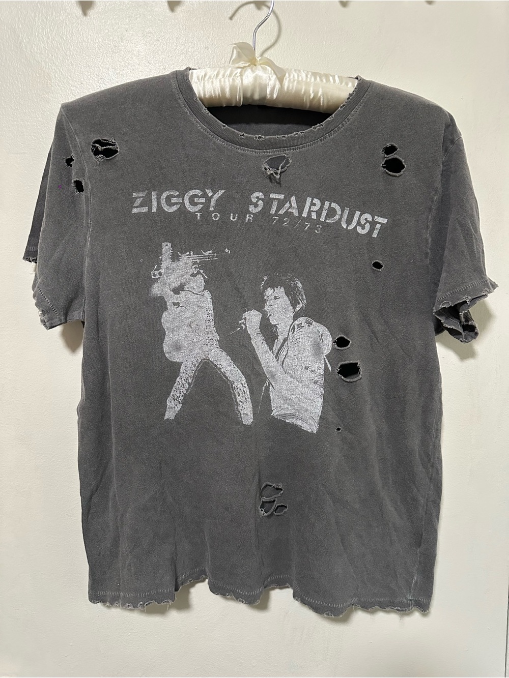 Junk Food Clothing Ziggy Stardust Distressed Black Graphic Tee